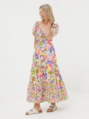 FatFace Art Floral Midi Dress - Image 1 of 6