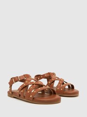 Schuh Tabby Studded Brown Sandals - Image 2 of 4
