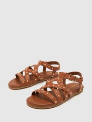 Schuh Tabby Studded Brown Sandals - Image 3 of 4