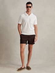 Reiss White Cuba Towelling Cable Knit Polo Shirt - Image 3 of 6