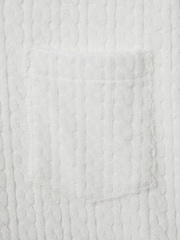 Reiss White Cuba Towelling Cable Knit Polo Shirt - Image 6 of 6