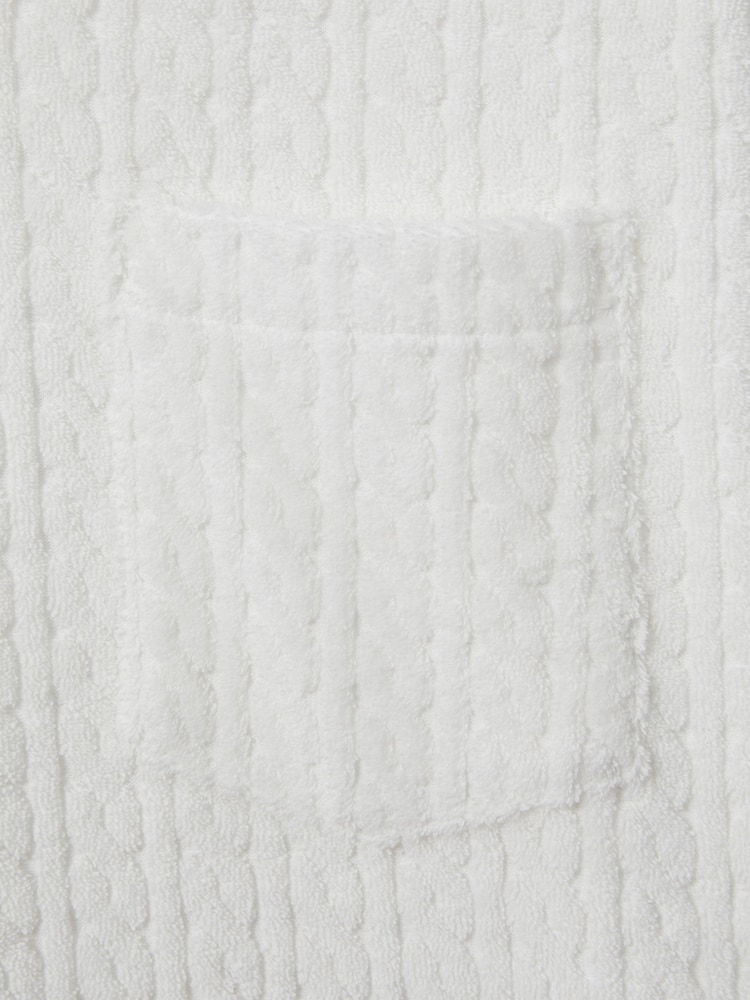 Reiss White Cuba Towelling Cable Knit Polo Shirt - Image 6 of 6
