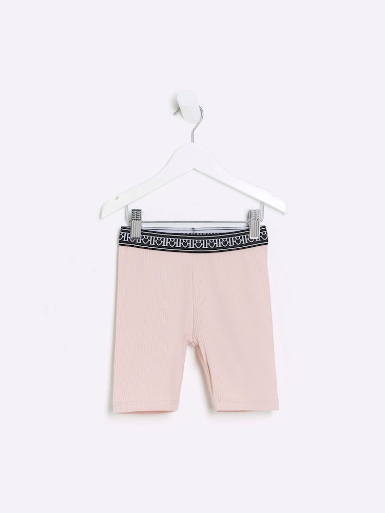 Розовый - Велорты в рубчик для девочек River Island поясом - Изображение 2 из 4