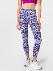 Sweaty Betty Magenta Purple Dab Print 7/8 Length Power Workout Leggings - Image 1 of 9