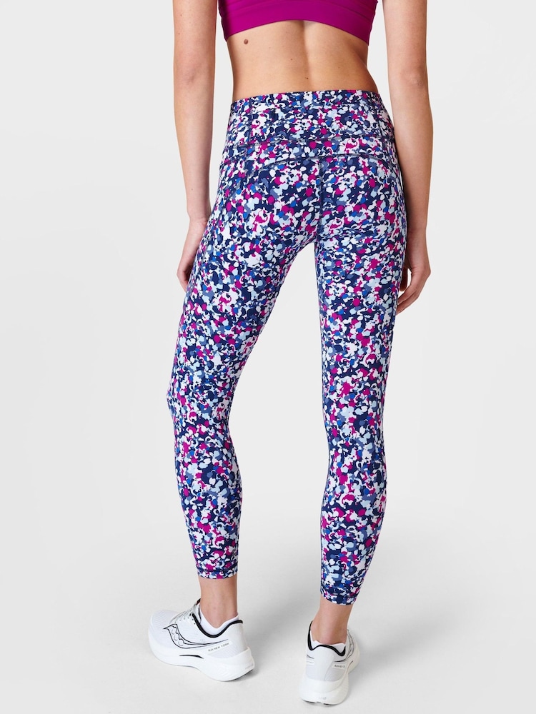 Sweaty Betty Magenta Purple Dab Print 7/8 Length Power Workout Leggings - Image 2 of 9