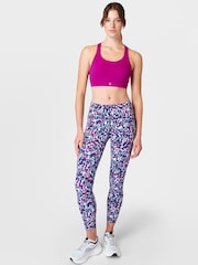 Sweaty Betty Magenta Purple Dab Print 7/8 Length Power Workout Leggings - Image 4 of 9