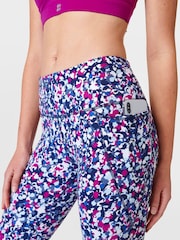 Sweaty Betty Magenta Purple Dab Print 7/8 Length Power Workout Leggings - Image 5 of 9