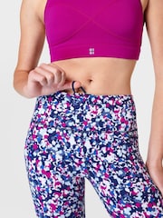Sweaty Betty Magenta Purple Dab Print 7/8 Length Power Workout Leggings - Image 6 of 9