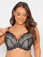 Yours Curve Black Pretty Lace Plunge T-Shirt Bra - Image 1 of 3