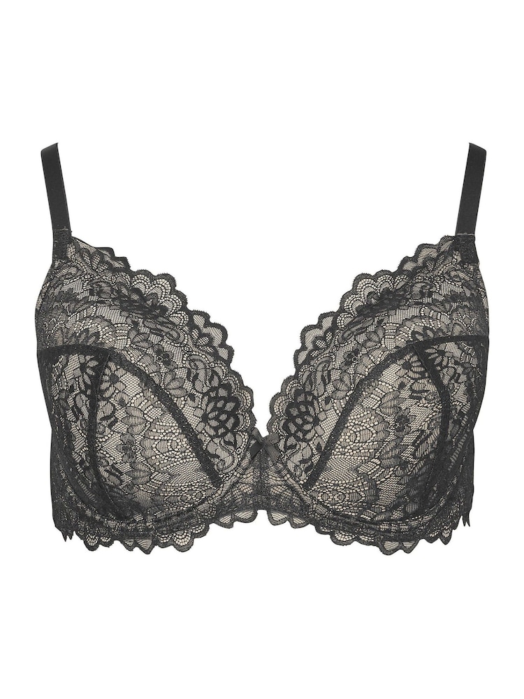 Yours Curve Black Pretty Lace Plunge T-Shirt Bra - Image 3 of 3