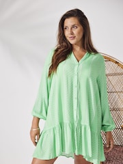 ONLY Curve Printed V-Neck Summer Smock Dress - Image 1 of 8