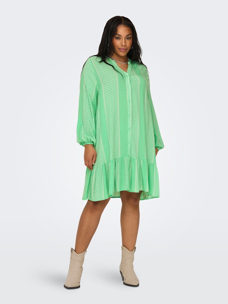 ONLY Curve Printed V-Neck Summer Smock Dress - Image 2 of 8