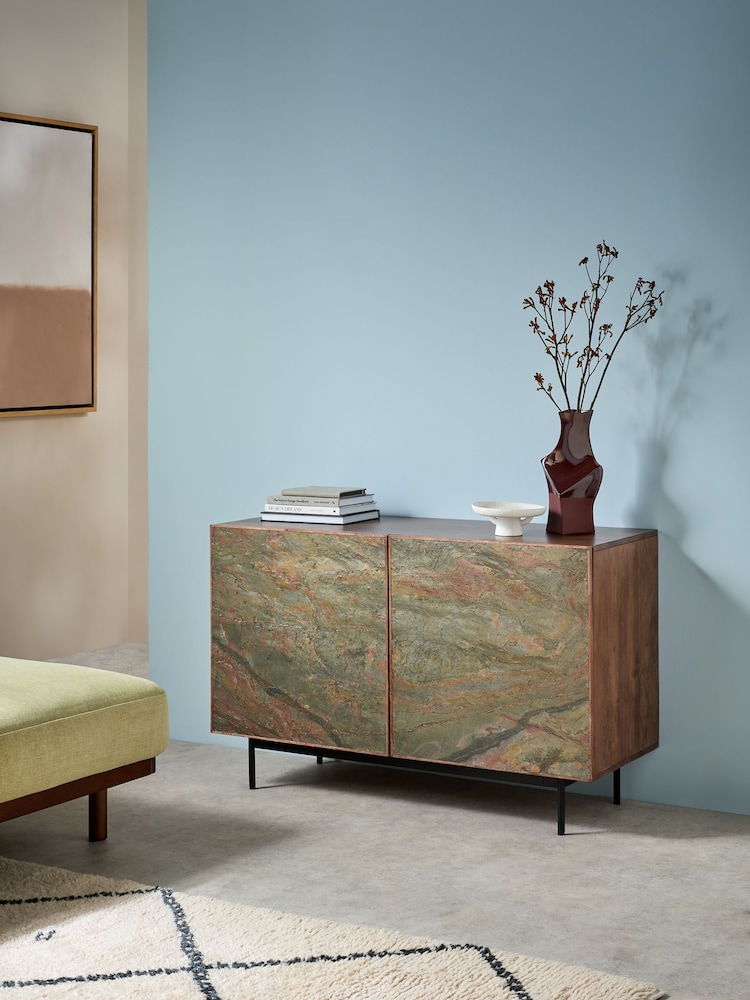 MADE.COM Mango Wood Stone Veneer Dilan Small Sideboard - Image 1 of 6