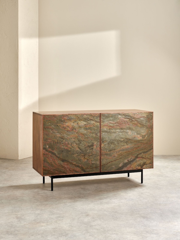 MADE.COM Mango Wood Stone Veneer Dilan Small Sideboard - Image 2 of 6