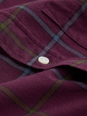 Burgundy Red Check Long Sleeve 100% Cotton Oxford Shirt - Image 7 of 7