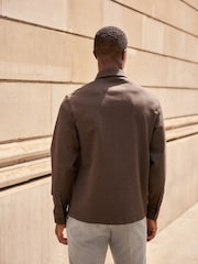 Brown Long Sleeve Smart Button Neck Polo Shirt - Image 3 of 8
