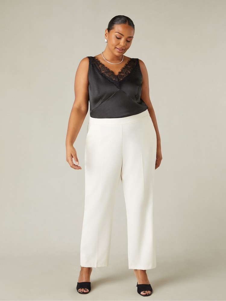 Live Unlimited Ivory White Curve Tailored Side Split Trousers - Image 1 of 3
