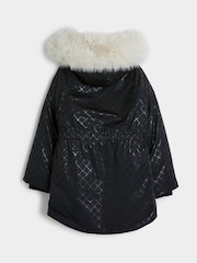 River Island Black Girls Monogram Padded Coat - Image 2 of 4