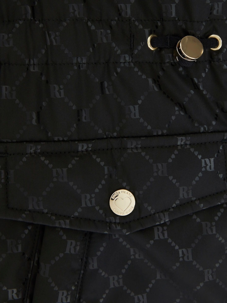 River Island Black Girls Monogram Padded Coat - Image 4 of 4