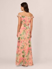 Adrianna Papell Pink Printed Chiffon Gown - Image 2 of 7