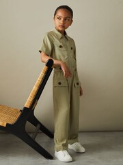 Reiss Khaki Olivia 4-9 yrs Utility Style Jumpsuit - Image 1 of 4