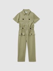 Reiss Khaki Olivia 4-9 yrs Utility Style Jumpsuit - Image 2 of 4