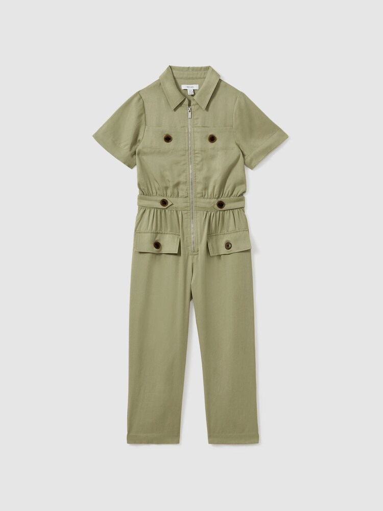 Reiss Khaki Olivia 4-9 yrs Utility Style Jumpsuit - Image 2 of 4