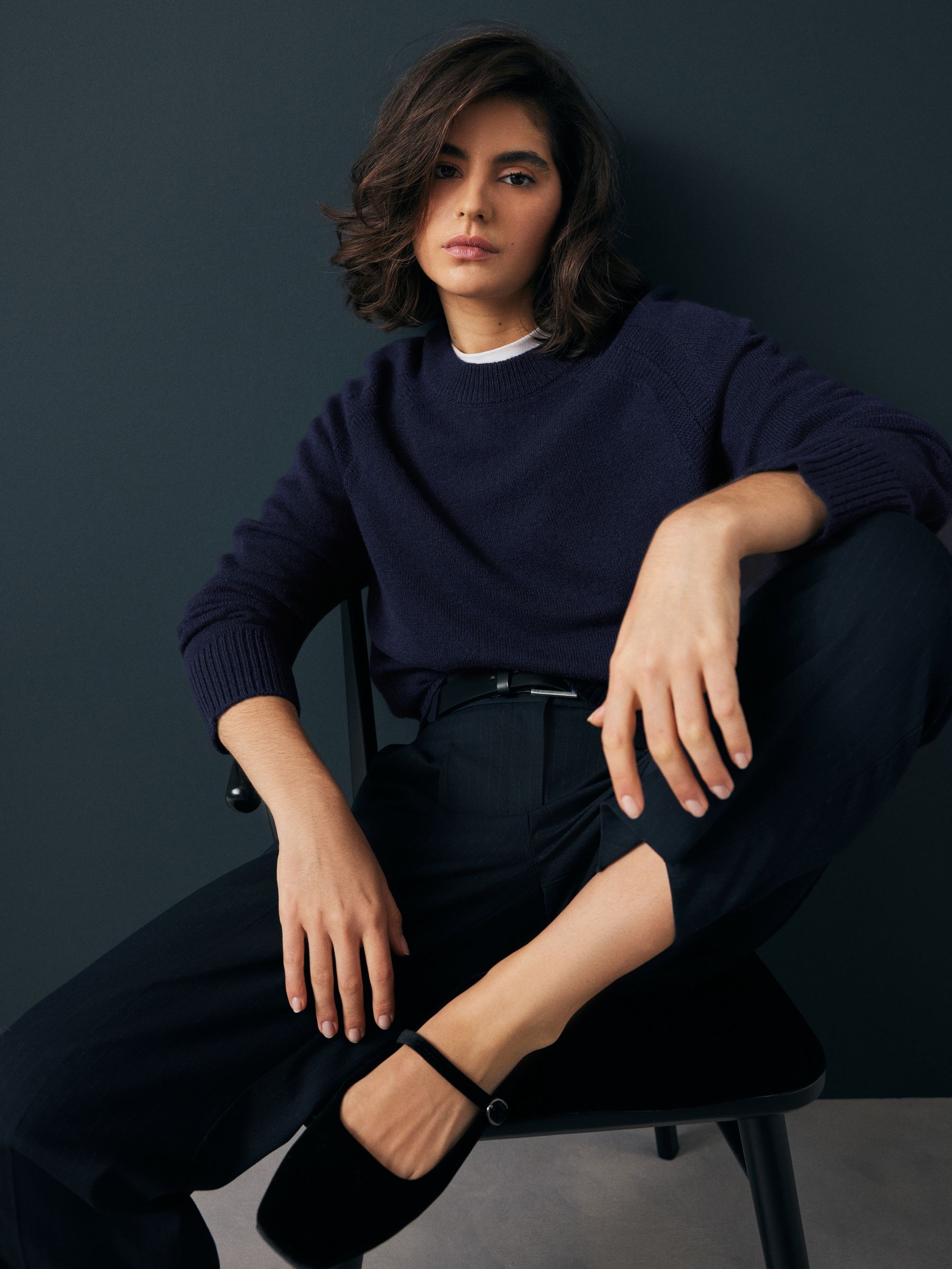 Buy Navy Premium 100 Lambswool Crew Neck Jumper from Next USA