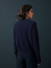 Navy Premium 100% Lambswool Crew Neck Jumper - Image 2 of 9