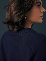Navy Premium 100% Lambswool Crew Neck Jumper - Image 4 of 9