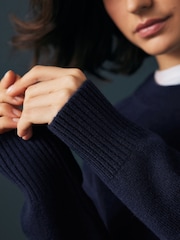 Navy Premium 100% Lambswool Crew Neck Jumper - Image 6 of 9
