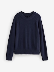 Navy Premium 100% Lambswool Crew Neck Jumper - Image 7 of 9