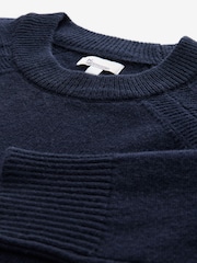Navy Premium 100% Lambswool Crew Neck Jumper - Image 8 of 9