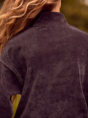 Gris d'ardoise - Velvet Soft Touch Jersey Quarter Zip Co-Ord Sweatshirt - Image 4 de 8