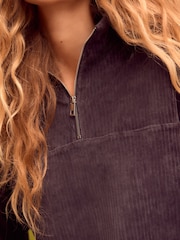 Gris d'ardoise - Velvet Soft Touch Jersey Quarter Zip Co-Ord Sweatshirt - Image 5 de 8