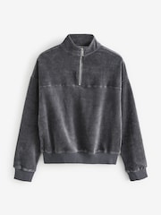 Gris d'ardoise - Velvet Soft Touch Jersey Quarter Zip Co-Ord Sweatshirt - Image 6 de 8