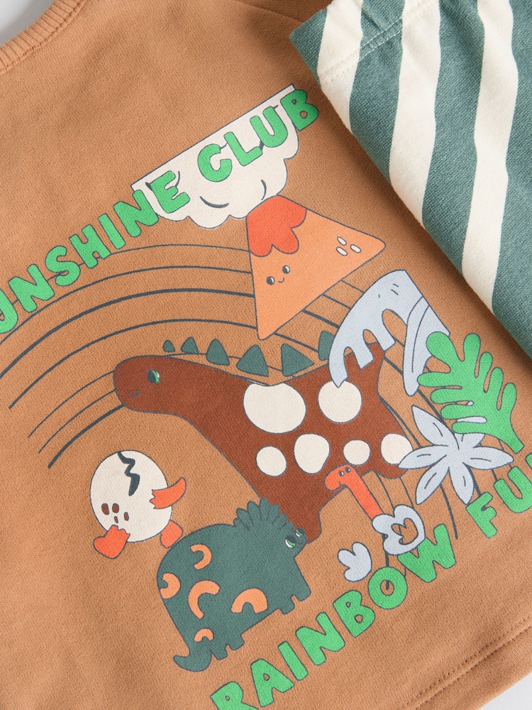 Rust/Green Dino Baby Top And Leggings Set - Image 10 of 10
