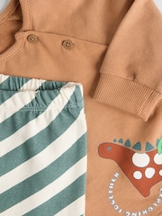 Rust/Green Dino Baby Top And Leggings Set - Image 8 of 10