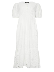 M&Co White 100% Cotton Broderie Anglaise Midi Dress - Image 5 of 5