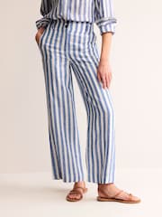 Boden Blue 100% Cotton Westbourne Striped Linen Trousers - Image 3 of 6