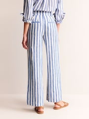 Boden Blue 100% Cotton Westbourne Striped Linen Trousers - Image 4 of 6