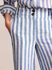 Boden Blue 100% Cotton Westbourne Striped Linen Trousers - Image 5 of 6
