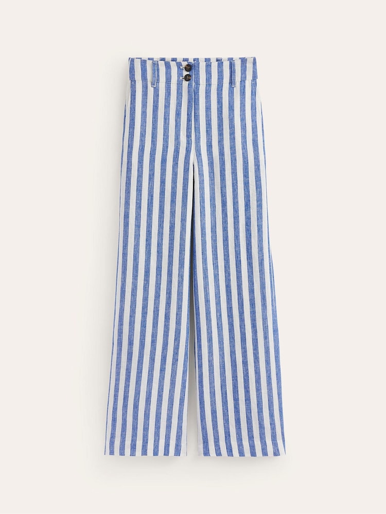 Boden Blue 100% Cotton Westbourne Striped Linen Trousers - Image 6 of 6