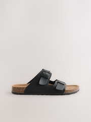 Black Leather Two Buckle Sandals - Image 1 of 3