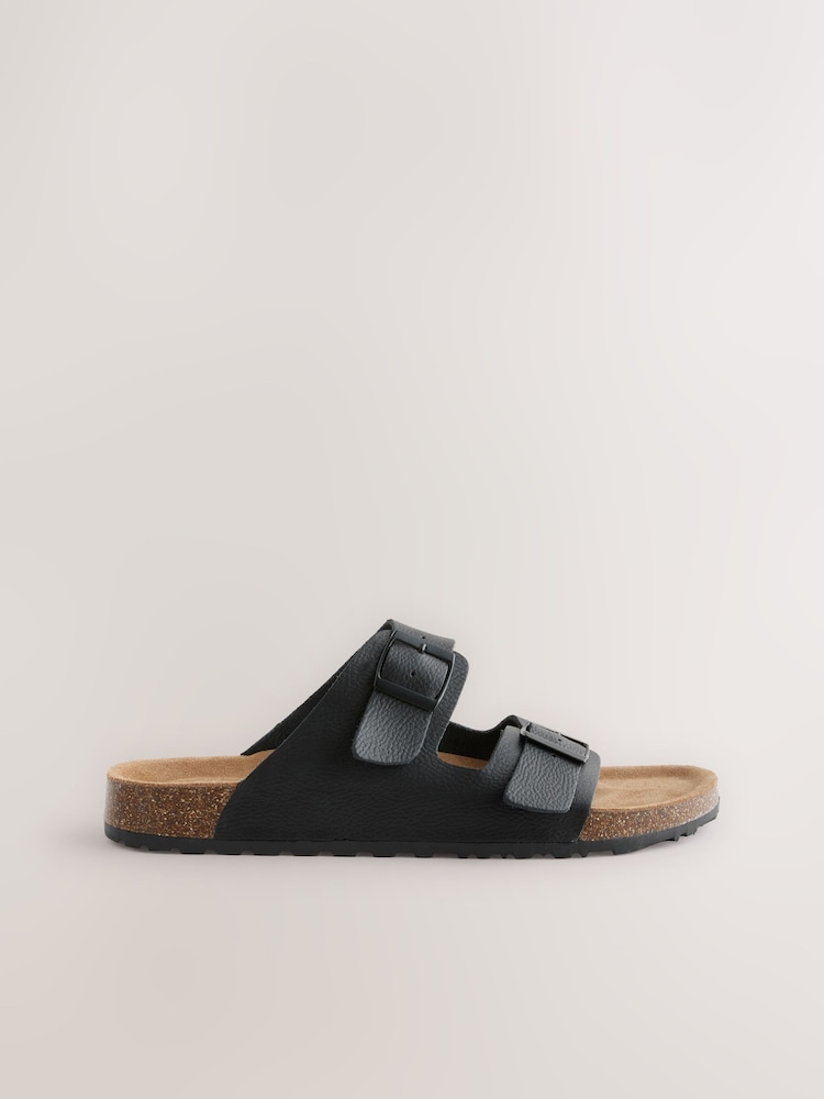 Black Leather Two Buckle Sandals - Image 1 of 3