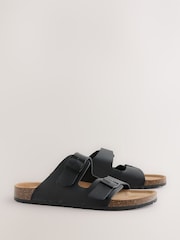 Black Leather Two Buckle Sandals - Image 2 of 3