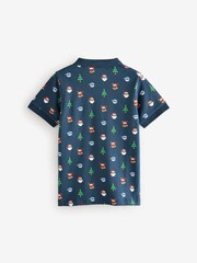 Navy Blue - Christmas Short Sleeve 100% Cotton Polo Shirt (3-16yrs) - Image 5 of 7
