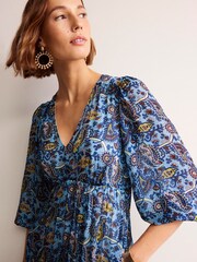 Boden Blue Petite V-Neck Puff Maxi Dress - Image 2 of 5