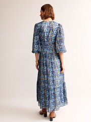 Boden Blue Petite V-Neck Puff Maxi Dress - Image 3 of 5