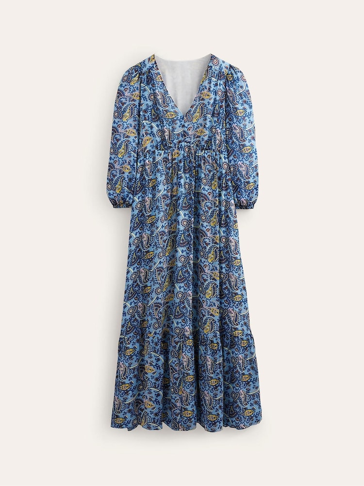 Boden Blue Petite V-Neck Puff Maxi Dress - Image 5 of 5